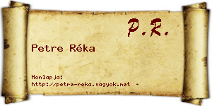 Petre Réka névjegykártya